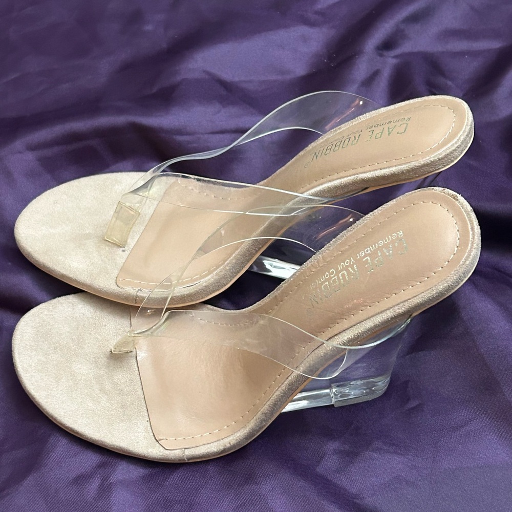 Cape Robbin Women's Transparent and Beige Heels - Picture 6 of 9